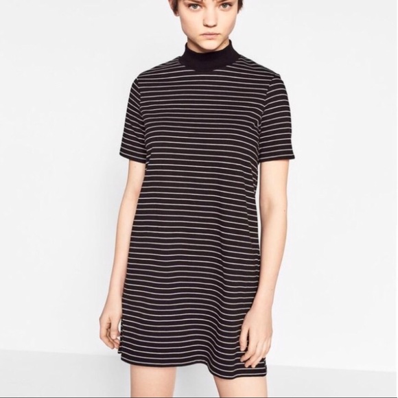 Zara Dresses & Skirts - Mock Neck Mini Dress in Stripe